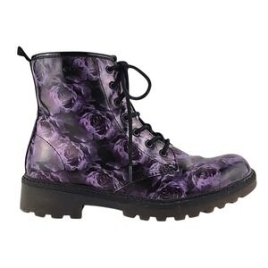 Geox Respira Women's Casey Combat Boots Purple Floral Patent Lace Up 36